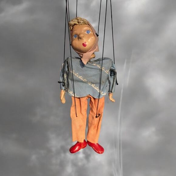 Vintage Folk Art Puppet-Marionette-Paper Mache-German Style Peasant Girl-Doll - Picture 9 of 9